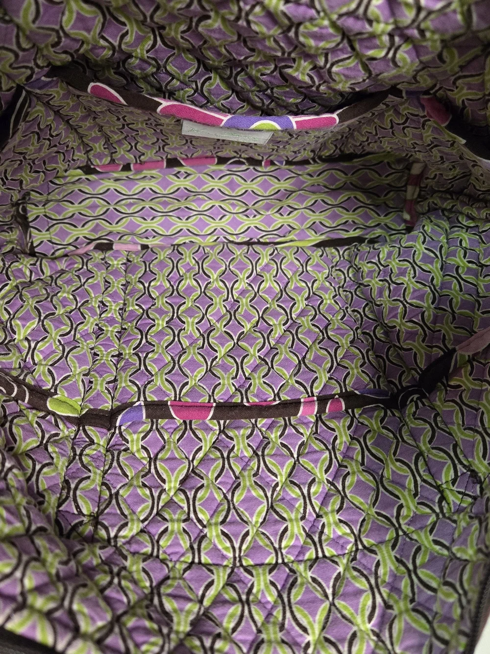 Vera Bradley Retired Floral Design Quilted Tote in Brown Punch & Green